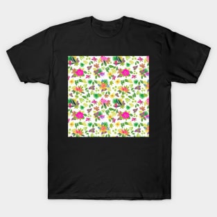 Tropical Flowers on White Background T-Shirt